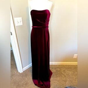 MARCHESA NOTTE Strapless Velvet Formal Maxi Dress